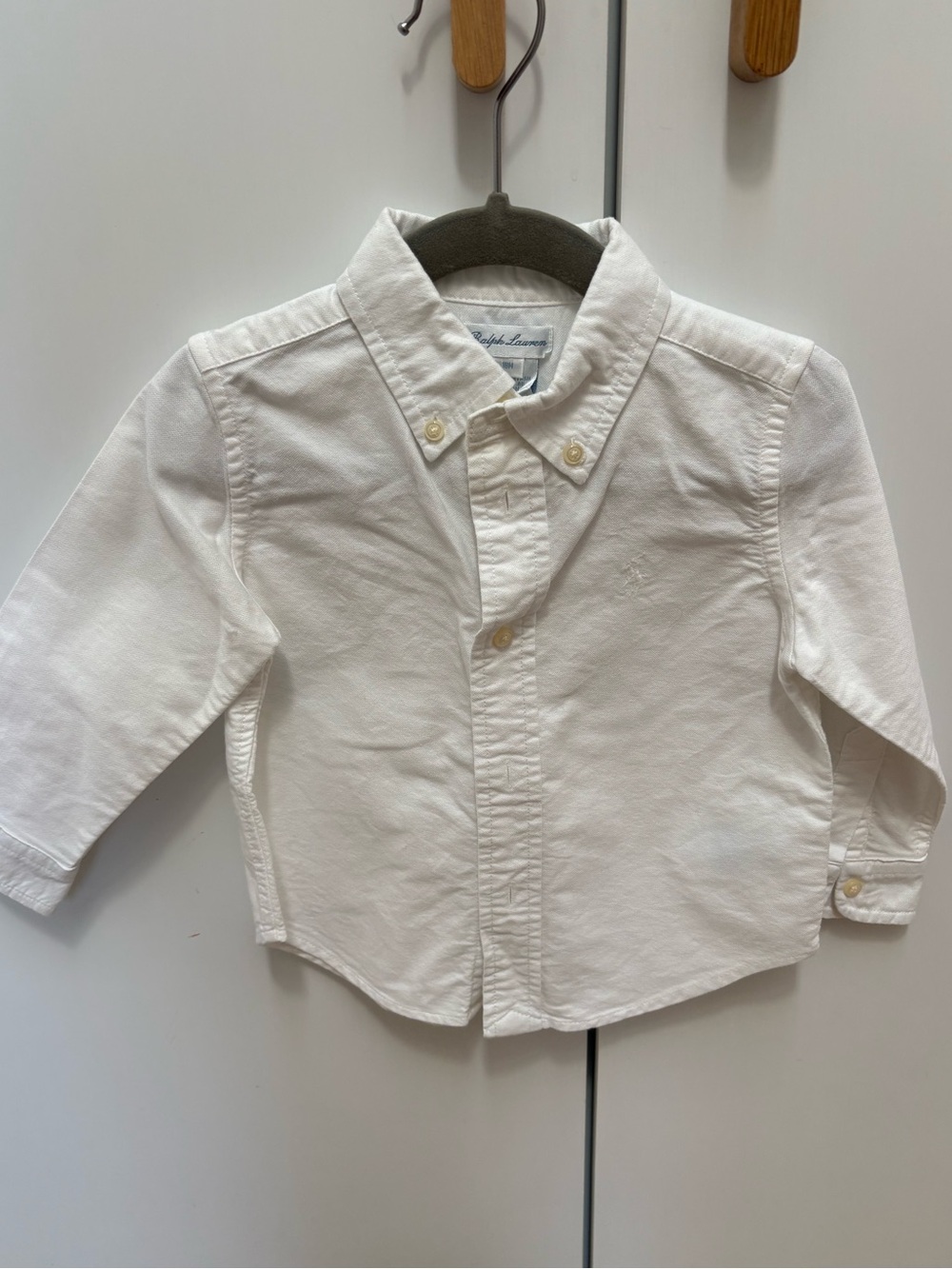 Ralph Lauren White Boy Kids Cotton long sleeve Button-Down dress Shirt 18m